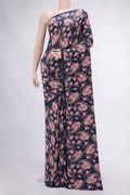 Navy Blue Mysore Crepe Saree