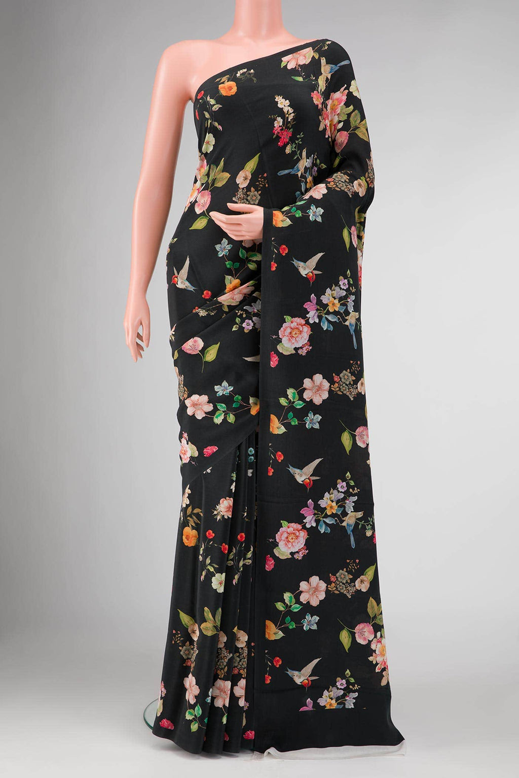 Black Dual Tone Mysore Crepe Saree