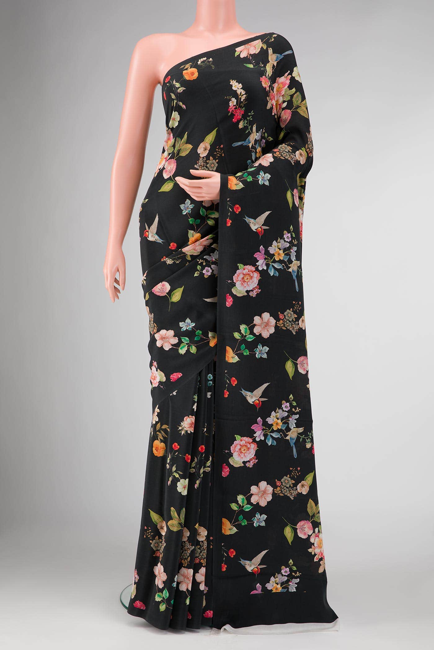 Black Dual Tone Mysore Crepe Saree