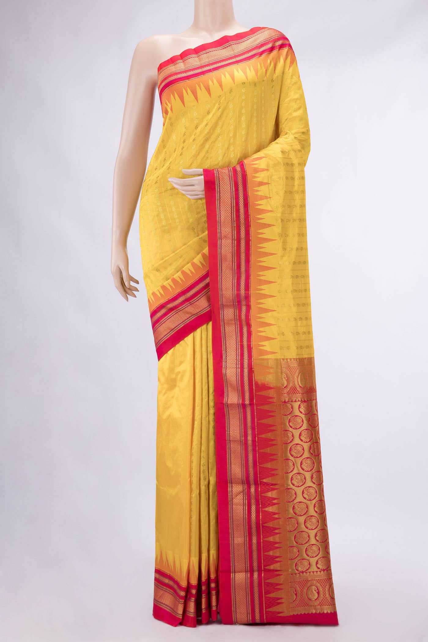 Yellow Dual Tone Paithani Silk Saree