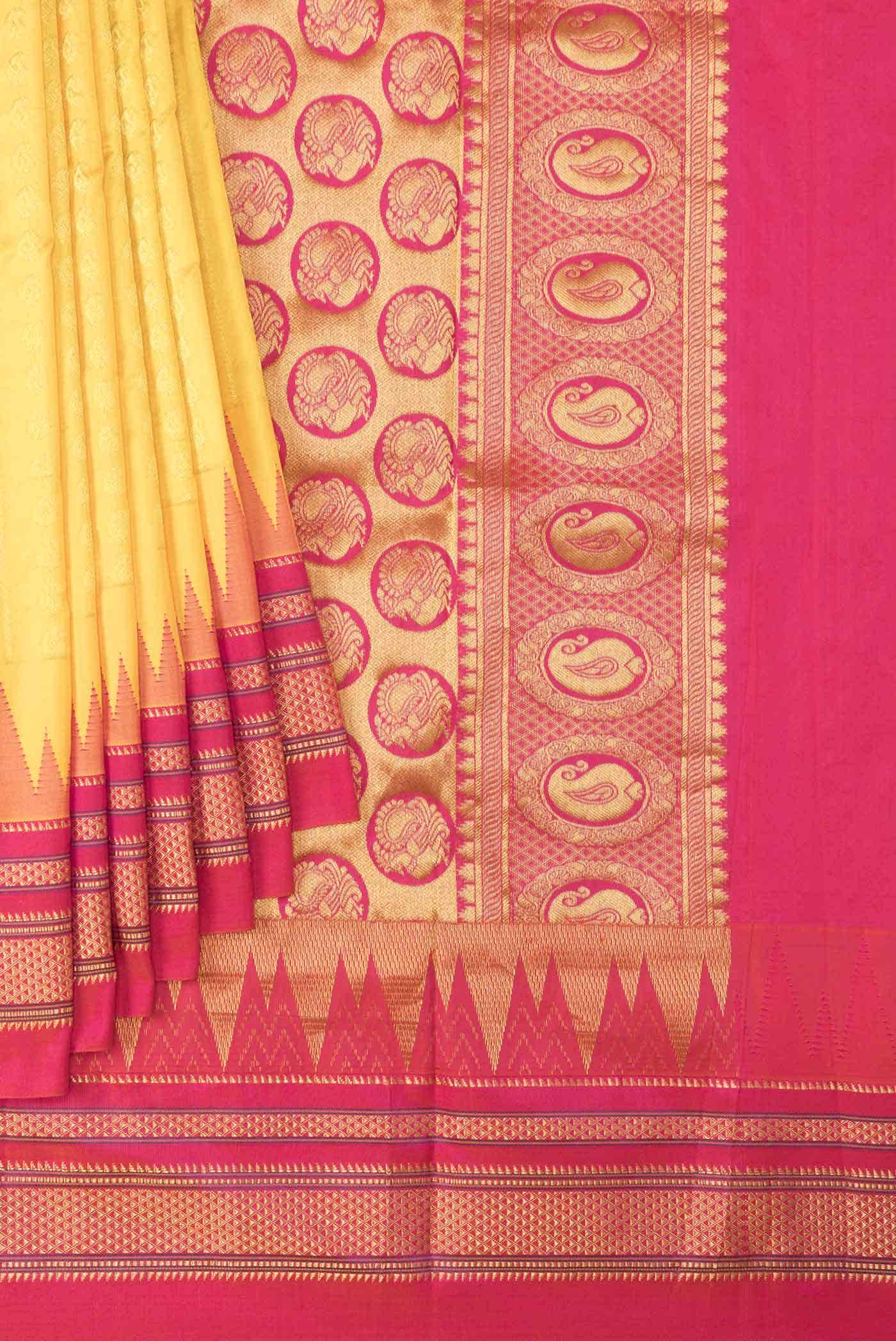 Yellow Dual Tone Paithani Silk Saree
