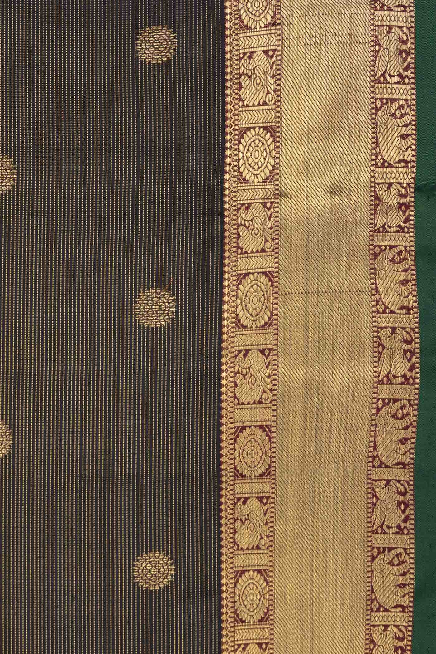 Pure Silk Pure Zari Black Dual Tone Kanchipuram Saree