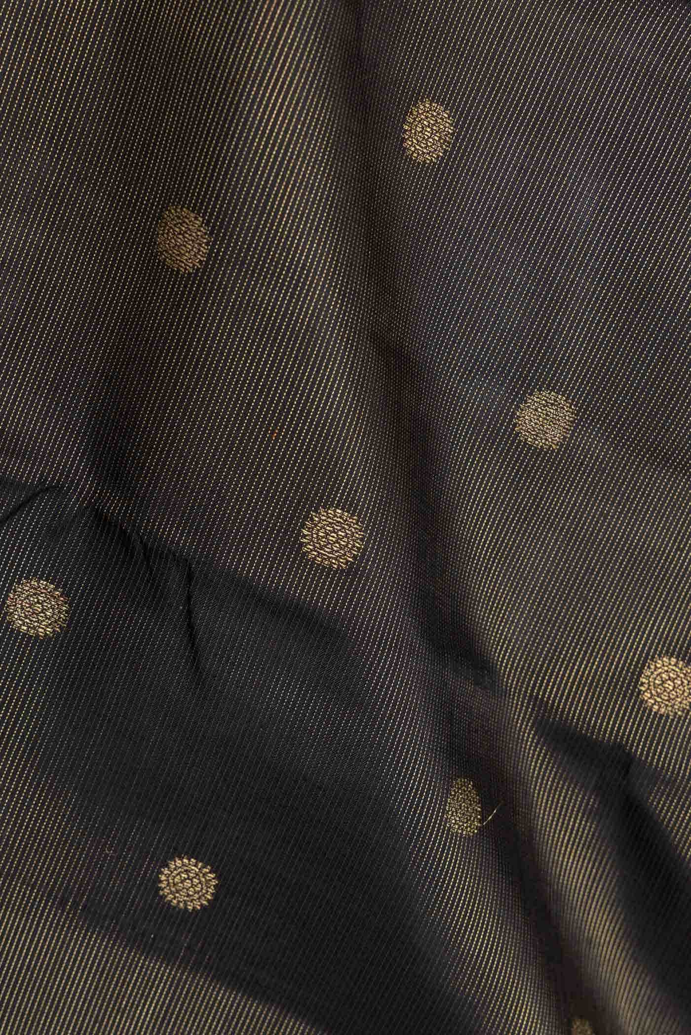 Pure Silk Pure Zari Black Dual Tone Kanchipuram Saree
