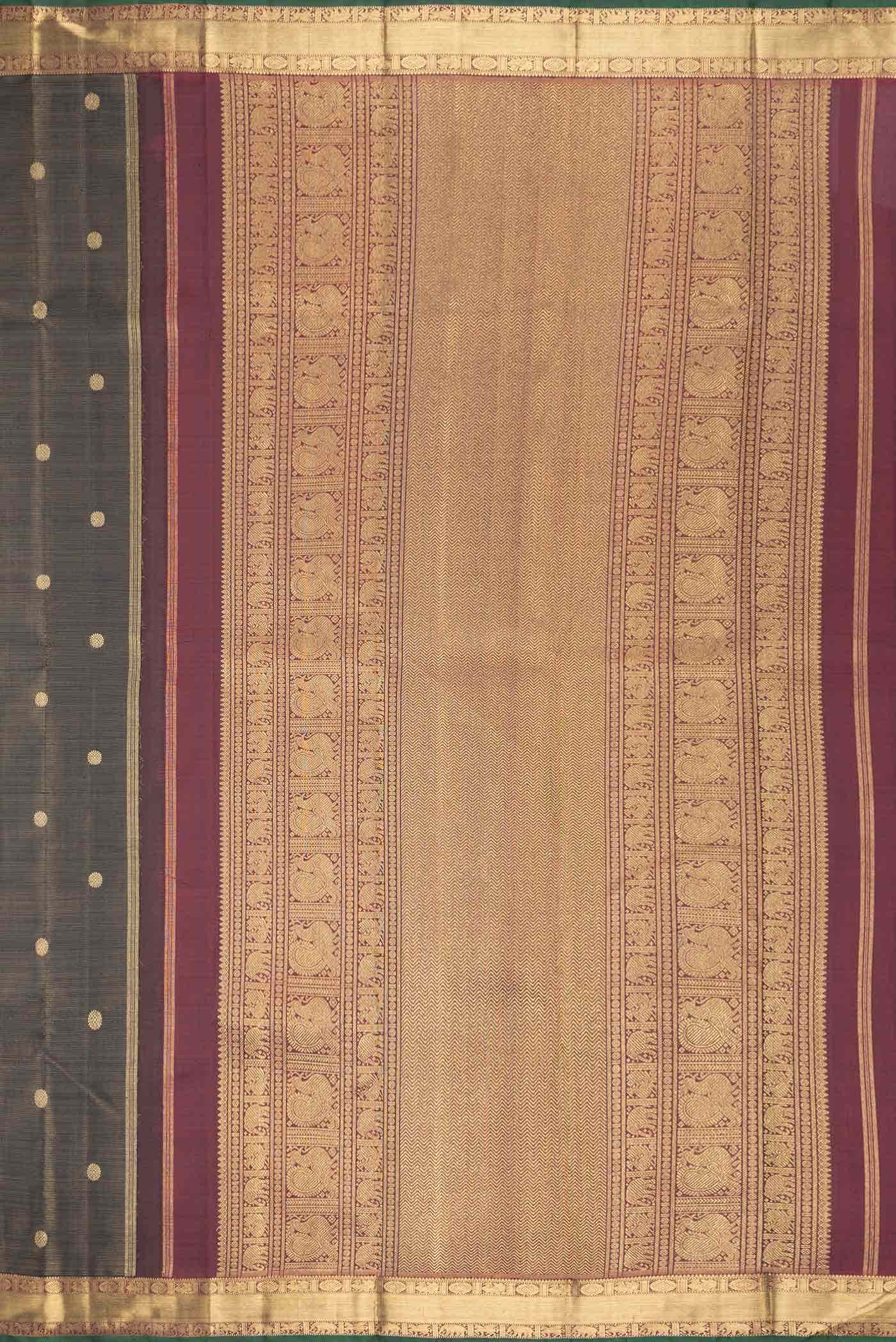 Pure Silk Pure Zari Black Dual Tone Kanchipuram Saree