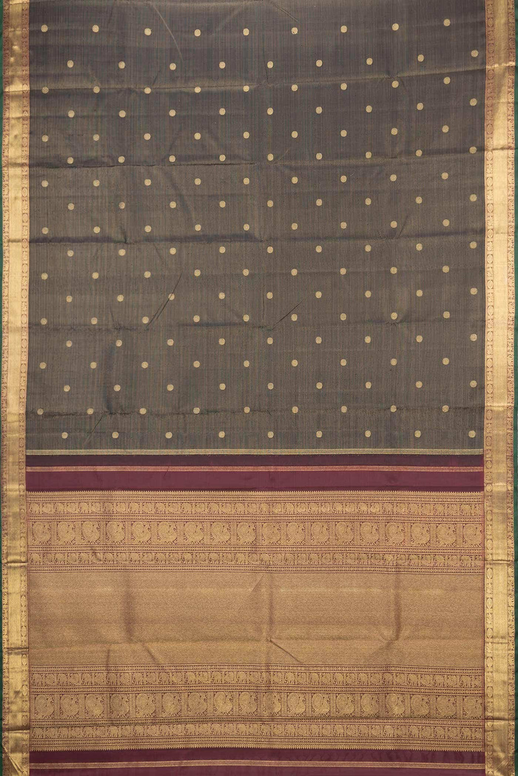 Pure Silk Pure Zari Black Dual Tone Kanchipuram Saree