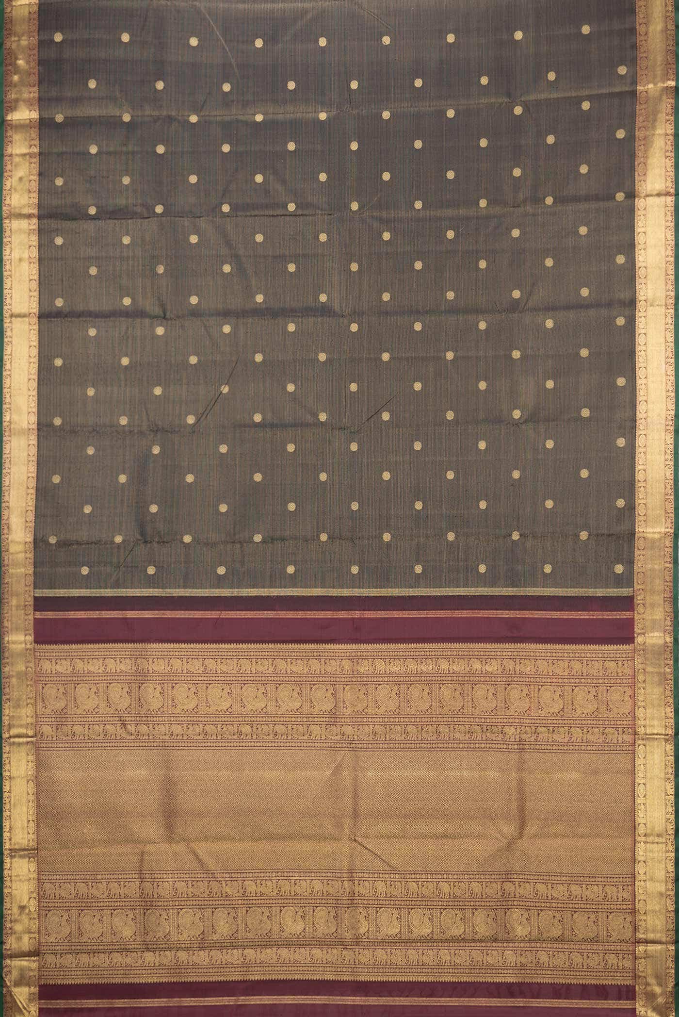 Pure Silk Pure Zari Black Dual Tone Kanchipuram Saree