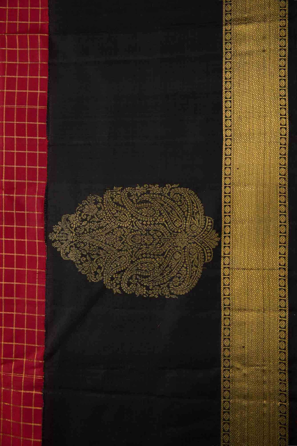 Pure Silk Pure Zari Black Dual Tone Kanchipuram Saree