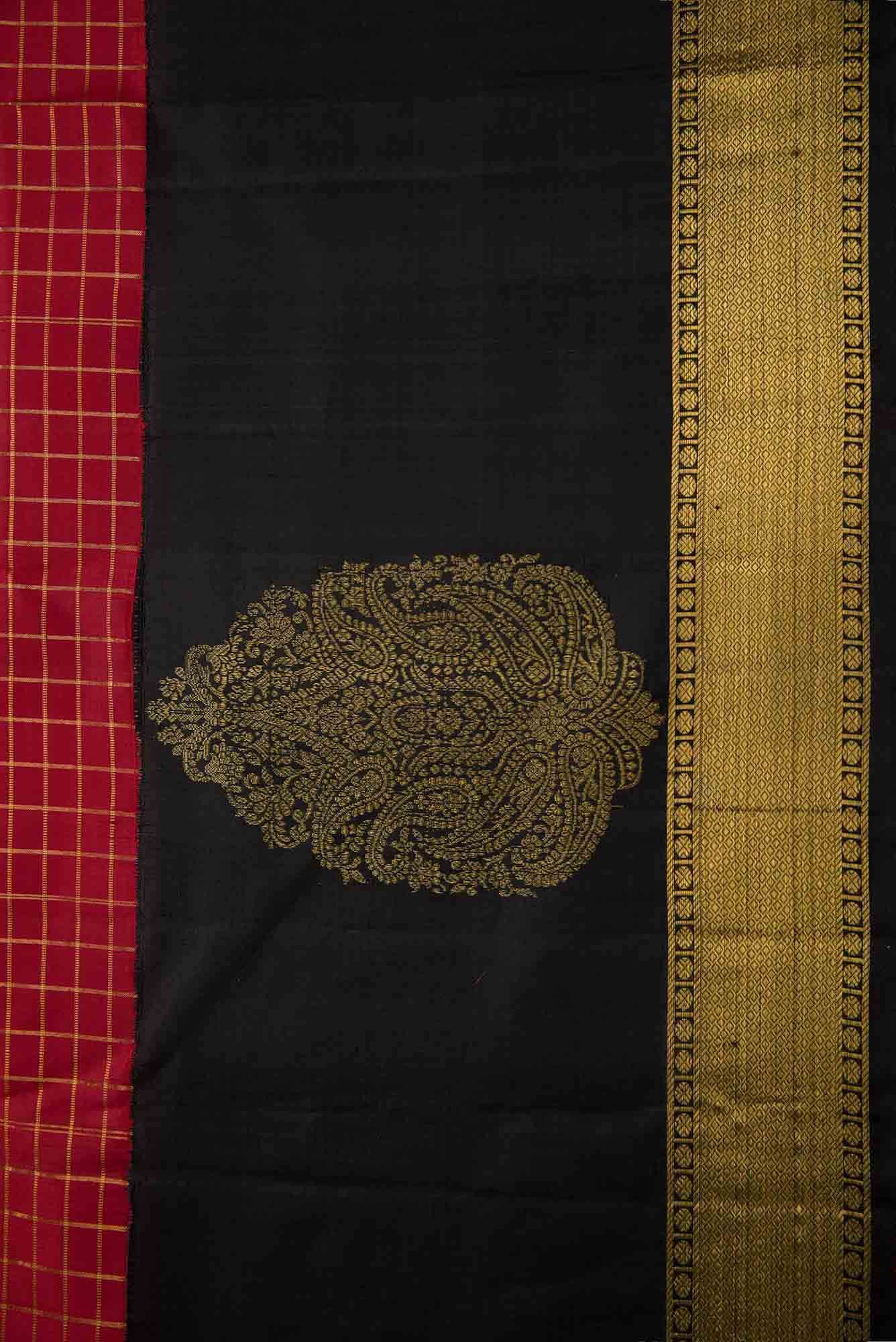 Pure Silk Pure Zari Black Dual Tone Kanchipuram Saree