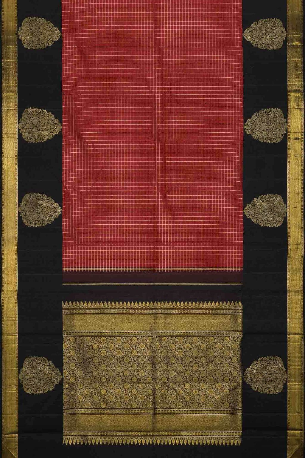 Pure Silk Pure Zari Black Dual Tone Kanchipuram Saree