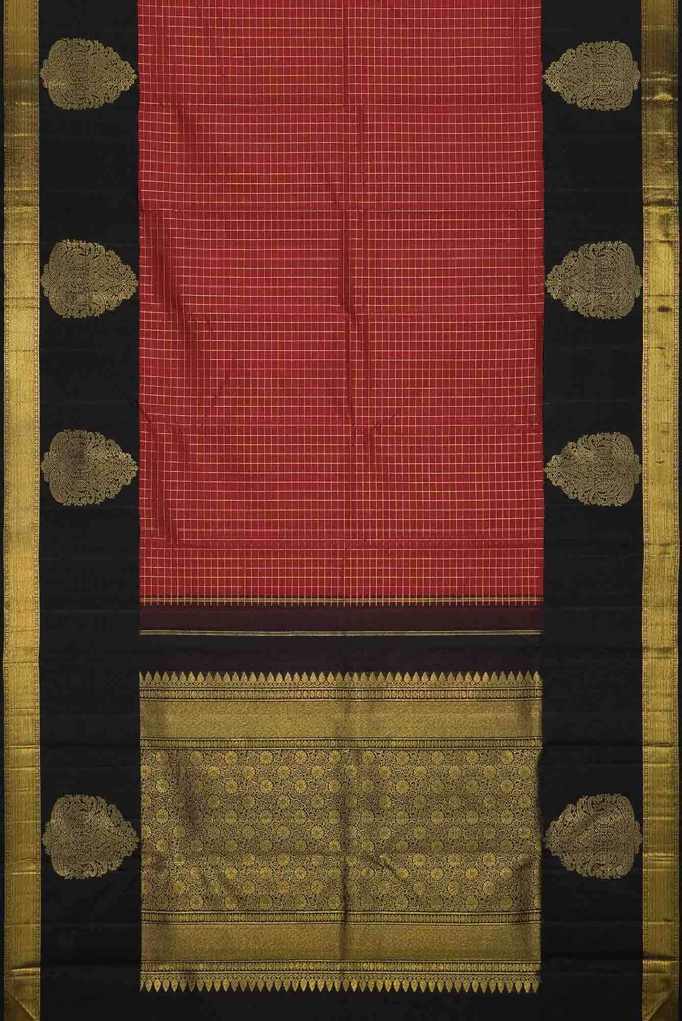 Pure Silk Pure Zari Black Dual Tone Kanchipuram Saree