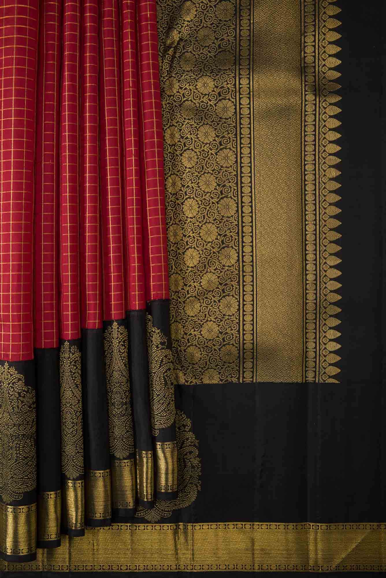 Pure Silk Pure Zari Black Dual Tone Kanchipuram Saree