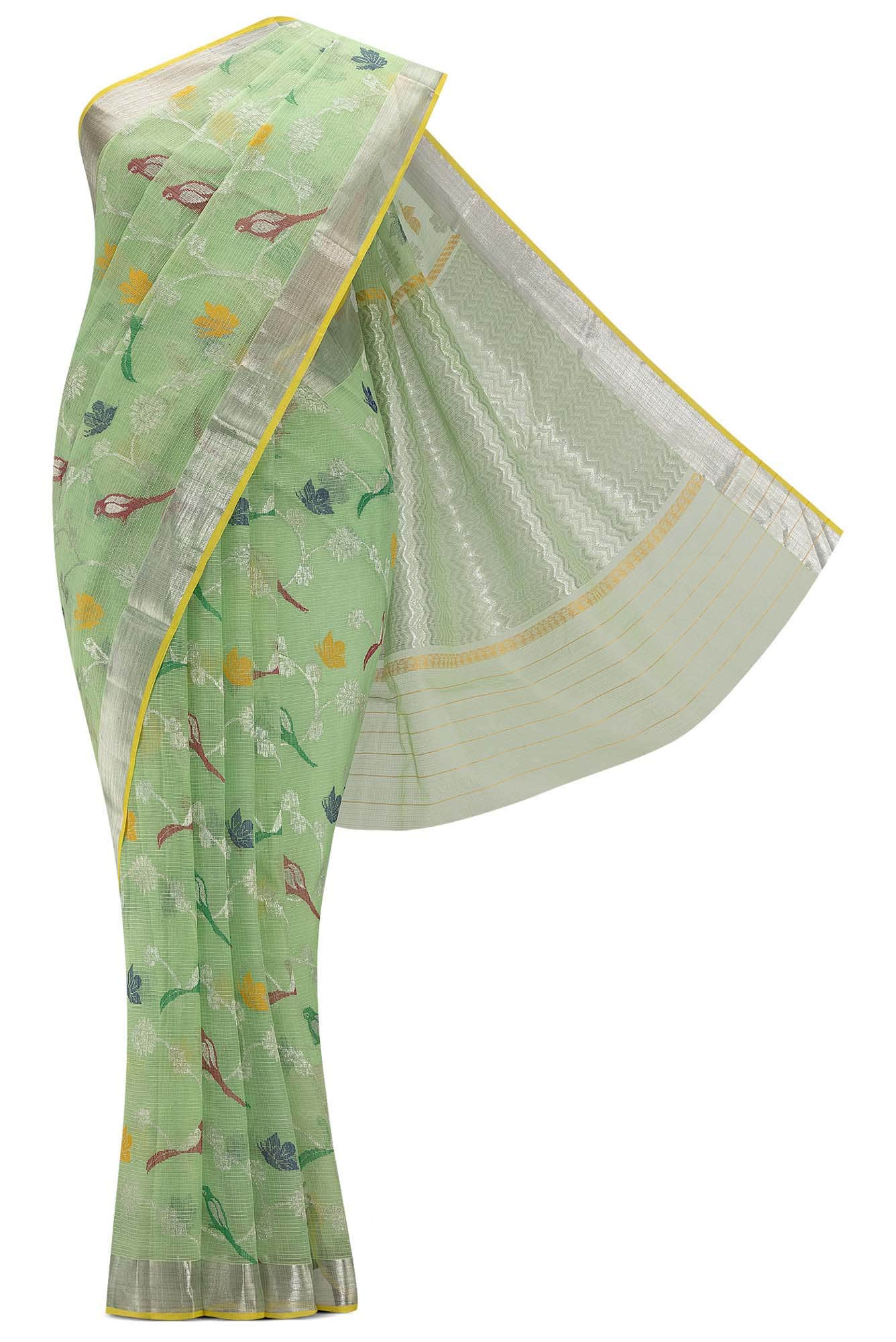 Pista Green Kota Silk Saree