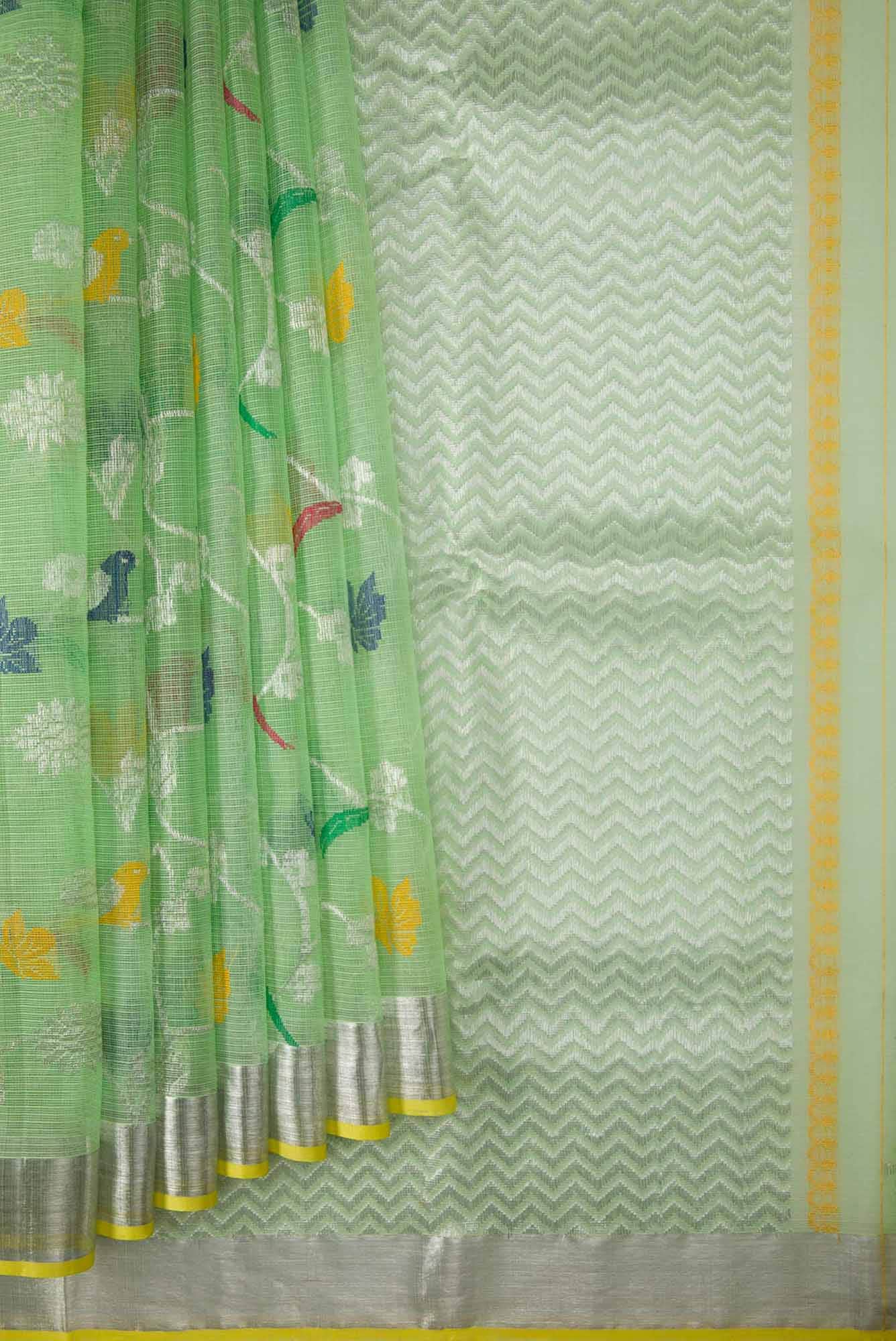 Pista Green Kota Silk Saree