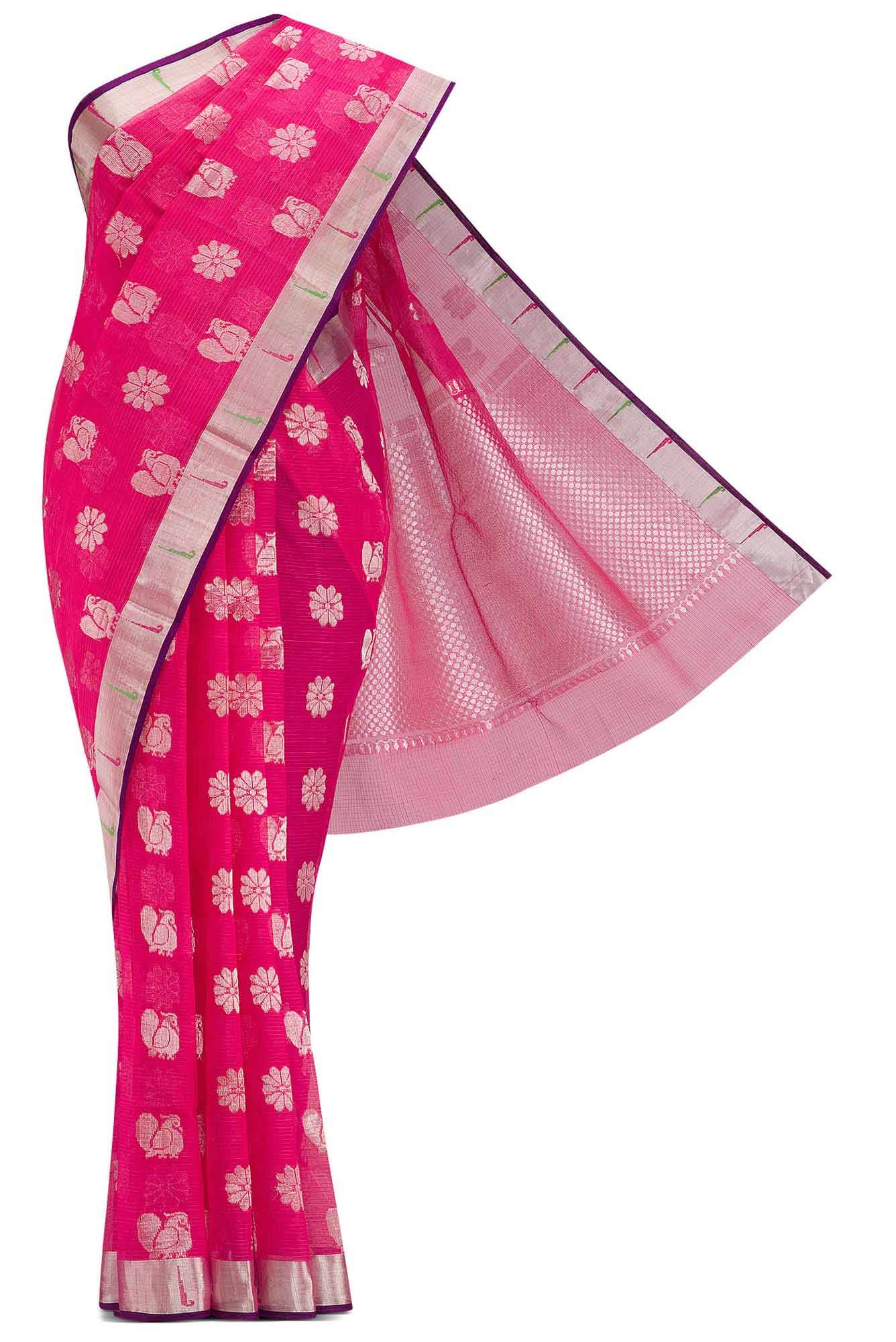 Pink Dual Tone Kota Silk Saree