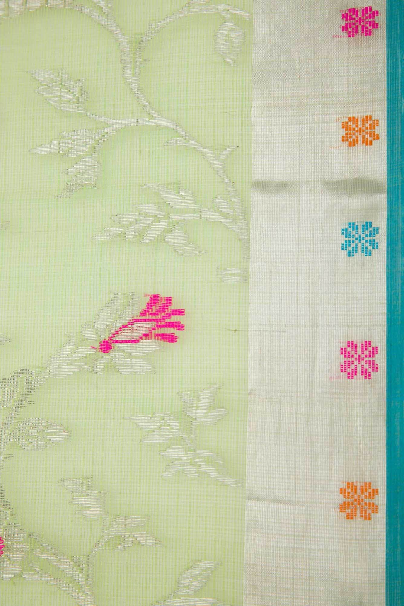 Pure Silk Pure Zari Green Dual Tone Kota Saree
