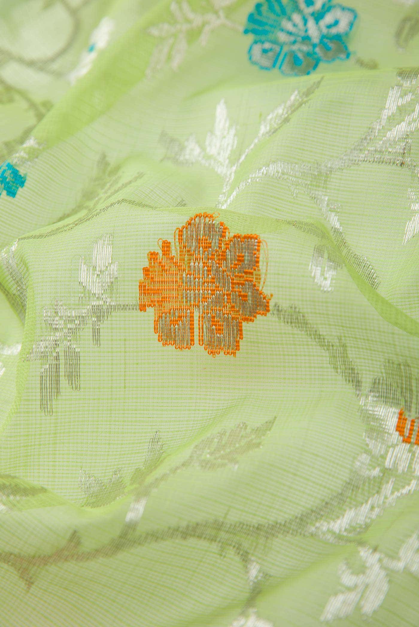 Pure Silk Pure Zari Green Dual Tone Kota Saree