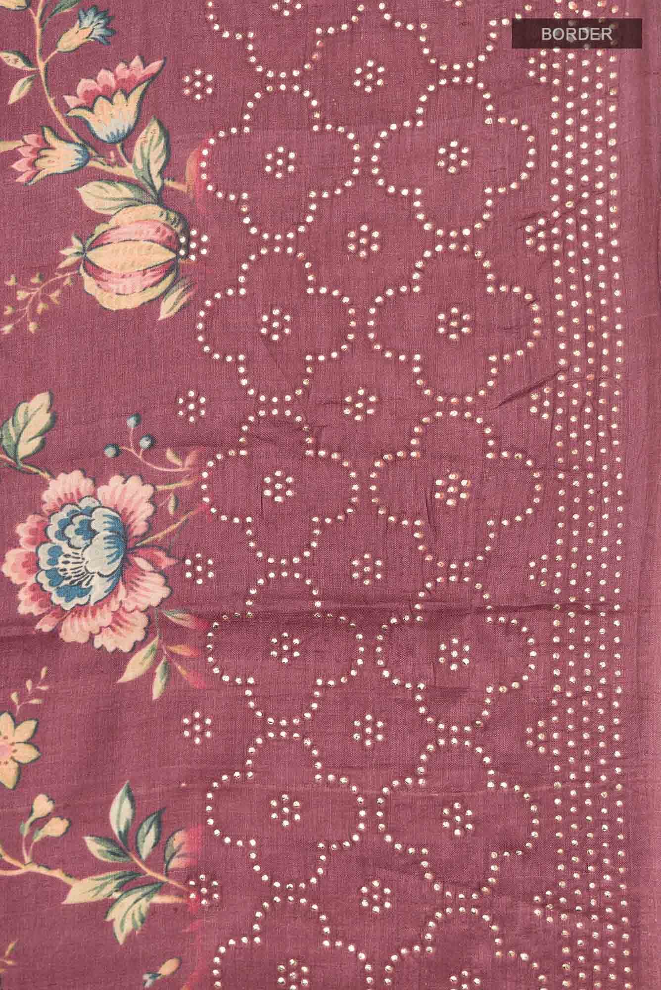 Mauve Bhagalpuri Tussar Silk Saree