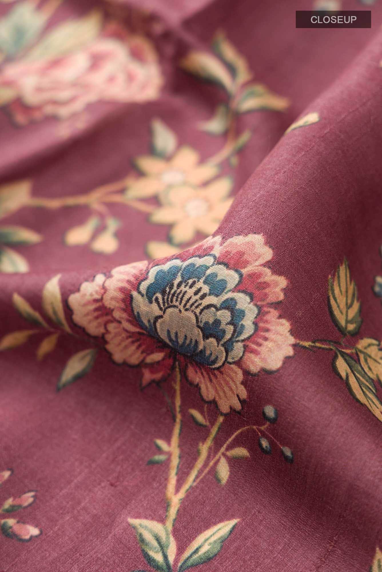 Mauve Bhagalpuri Tussar Silk Saree
