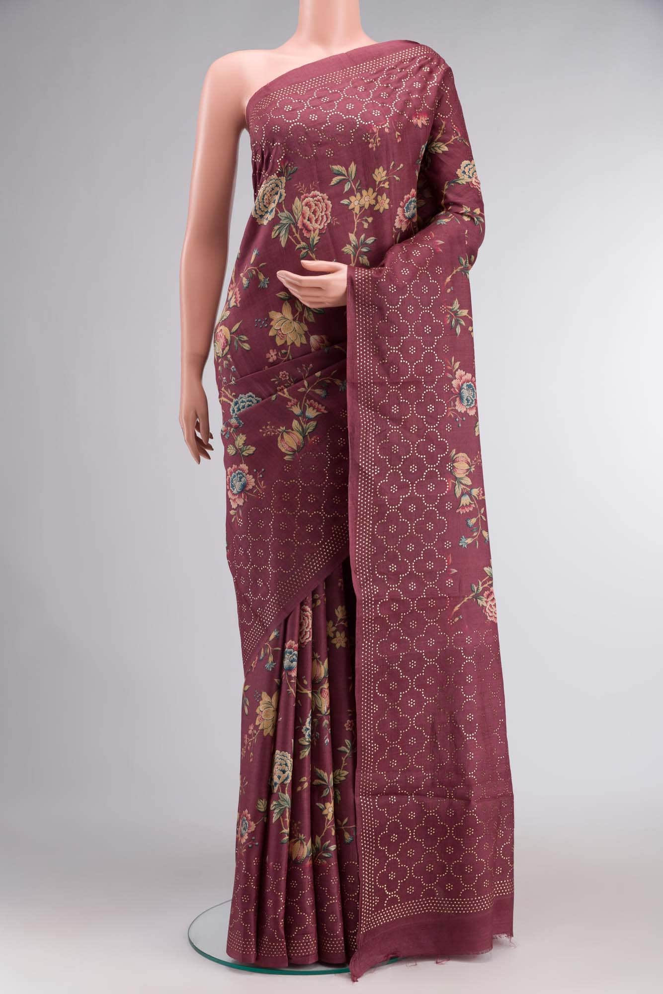 Mauve Bhagalpuri Tussar Silk Saree