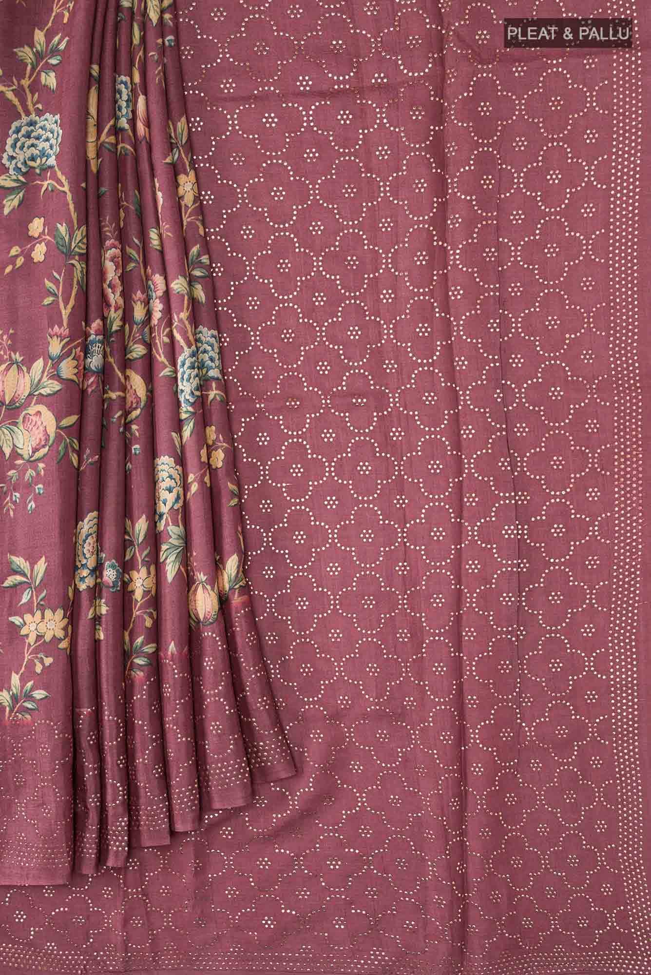 Mauve Bhagalpuri Tussar Silk Saree