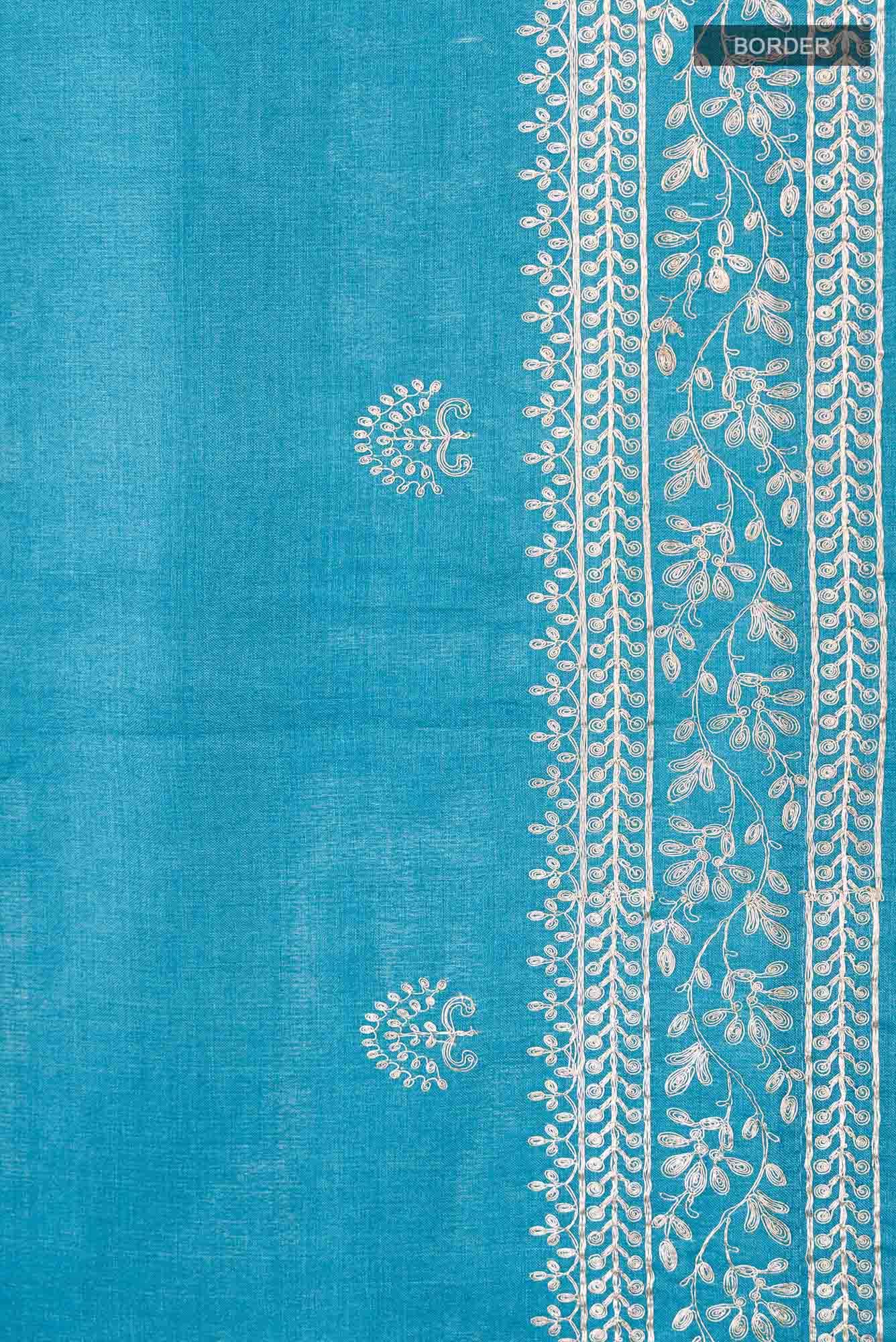 Blue Bhagalpuri Tussar Silk Saree