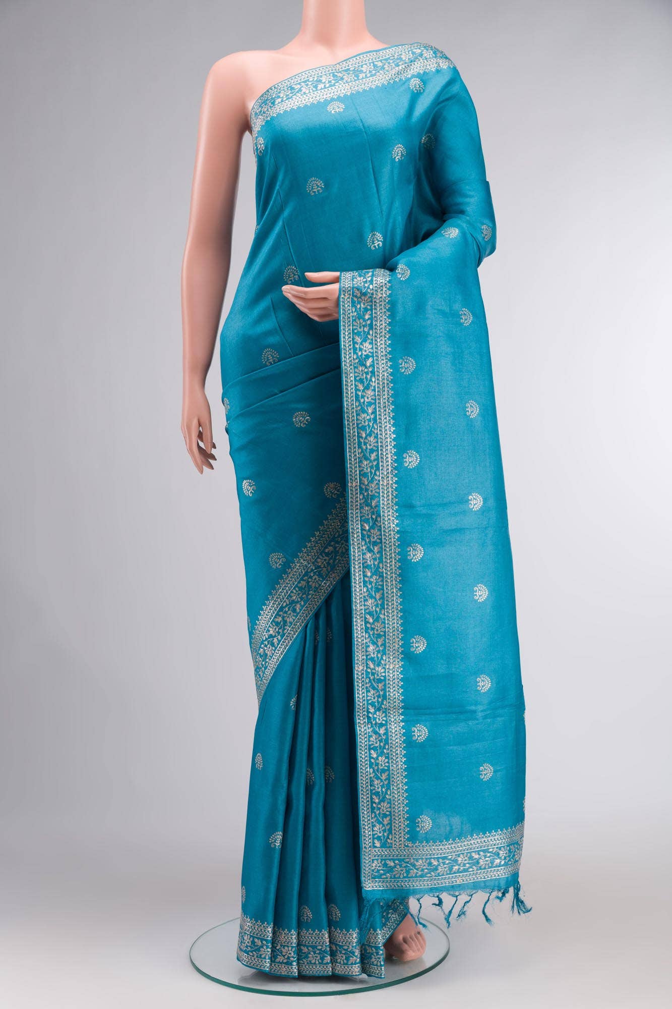 Blue Bhagalpuri Tussar Silk Saree