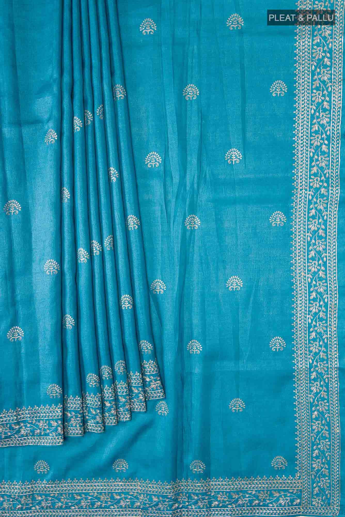 Blue Bhagalpuri Tussar Silk Saree