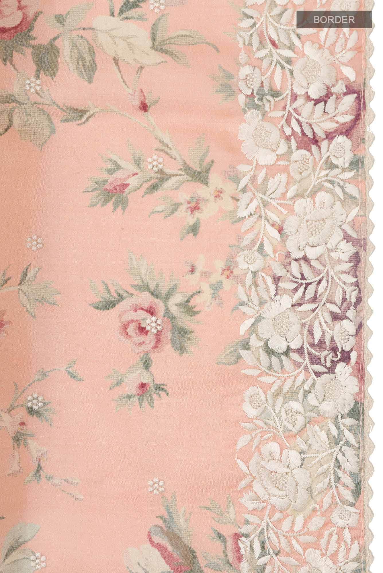 Peach Bhagalpuri Tussar Silk Saree