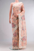 Peach Bhagalpuri Tussar Silk Saree