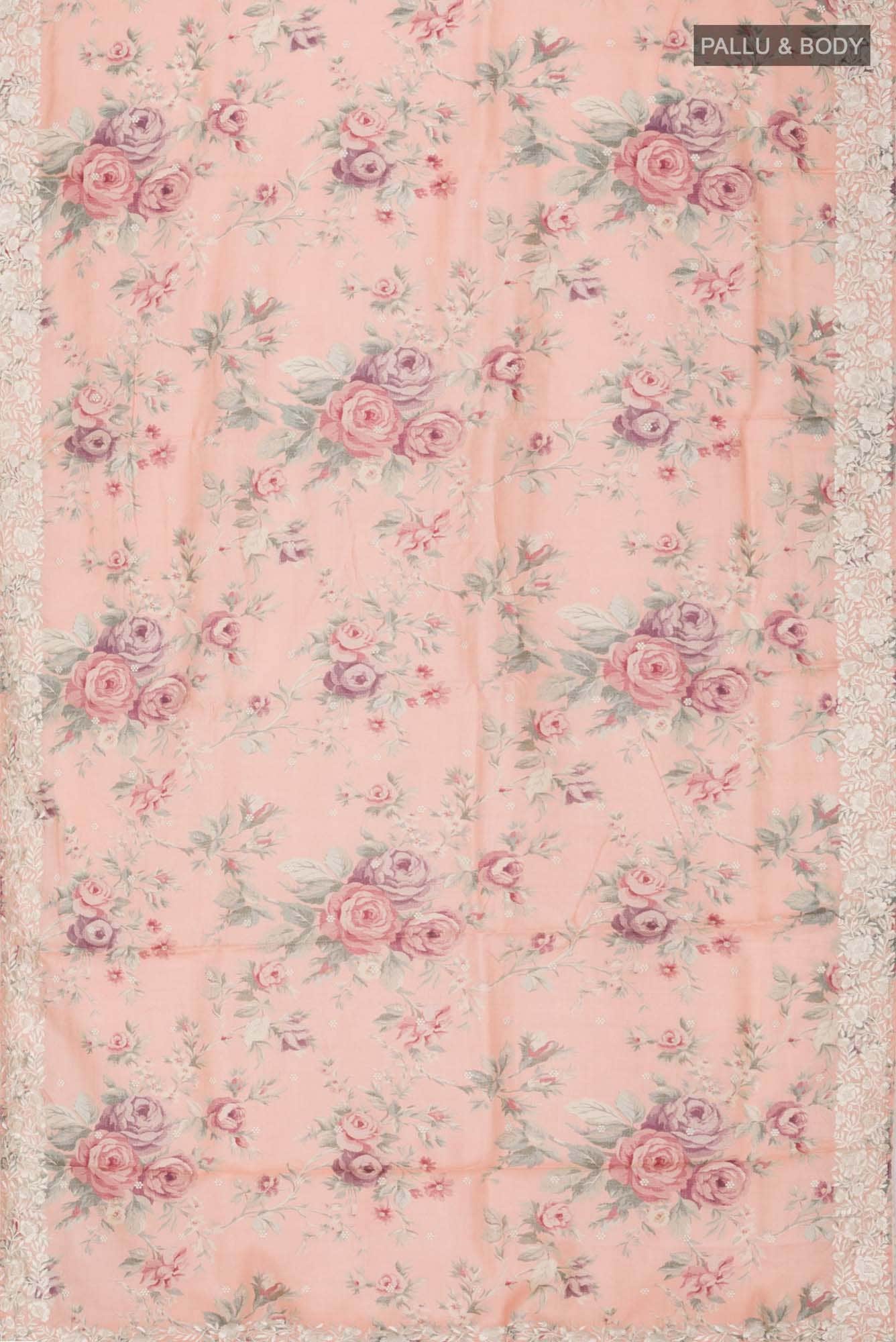 Peach Bhagalpuri Tussar Silk Saree