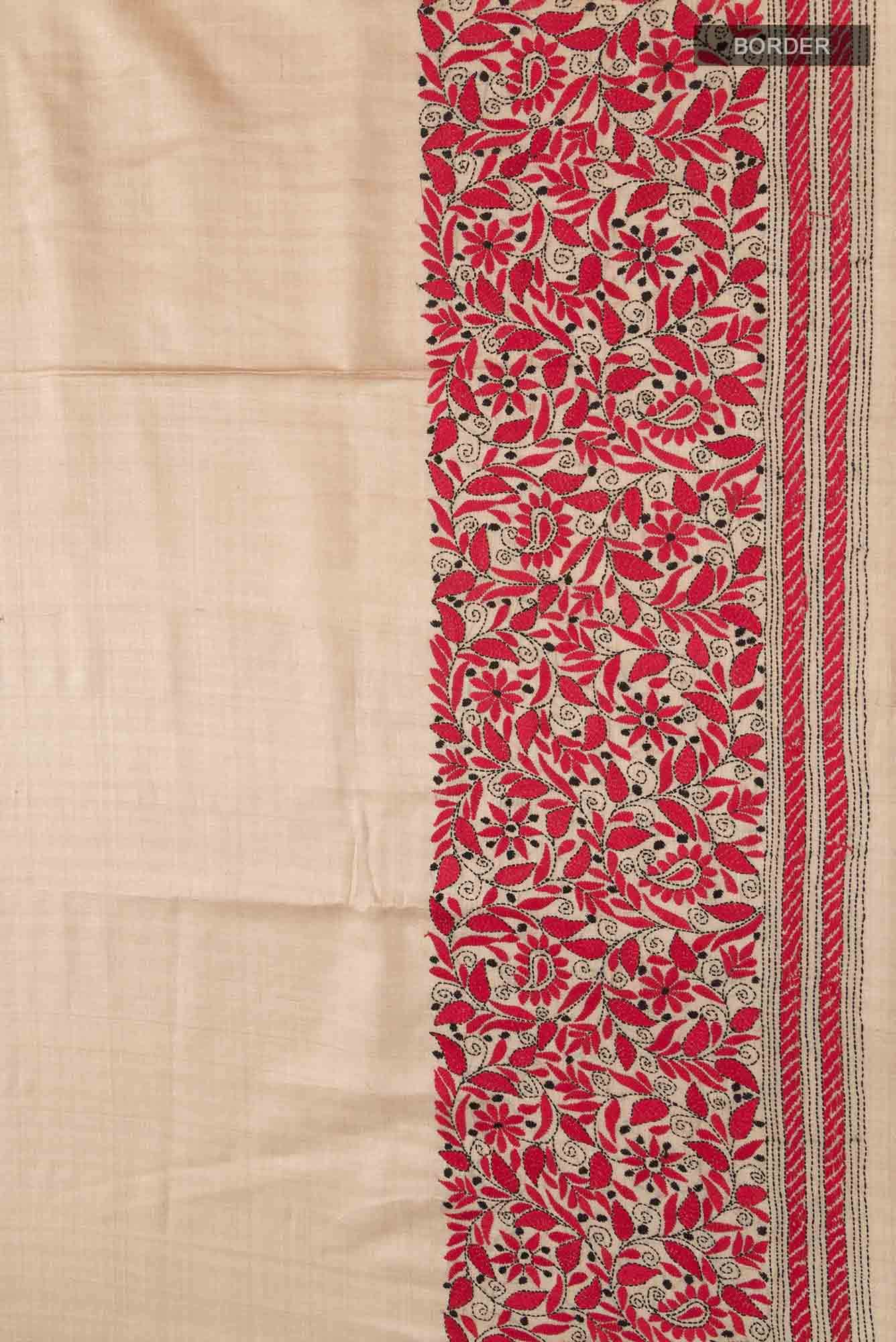 Beige Bhagalpuri Tussar Silk Saree