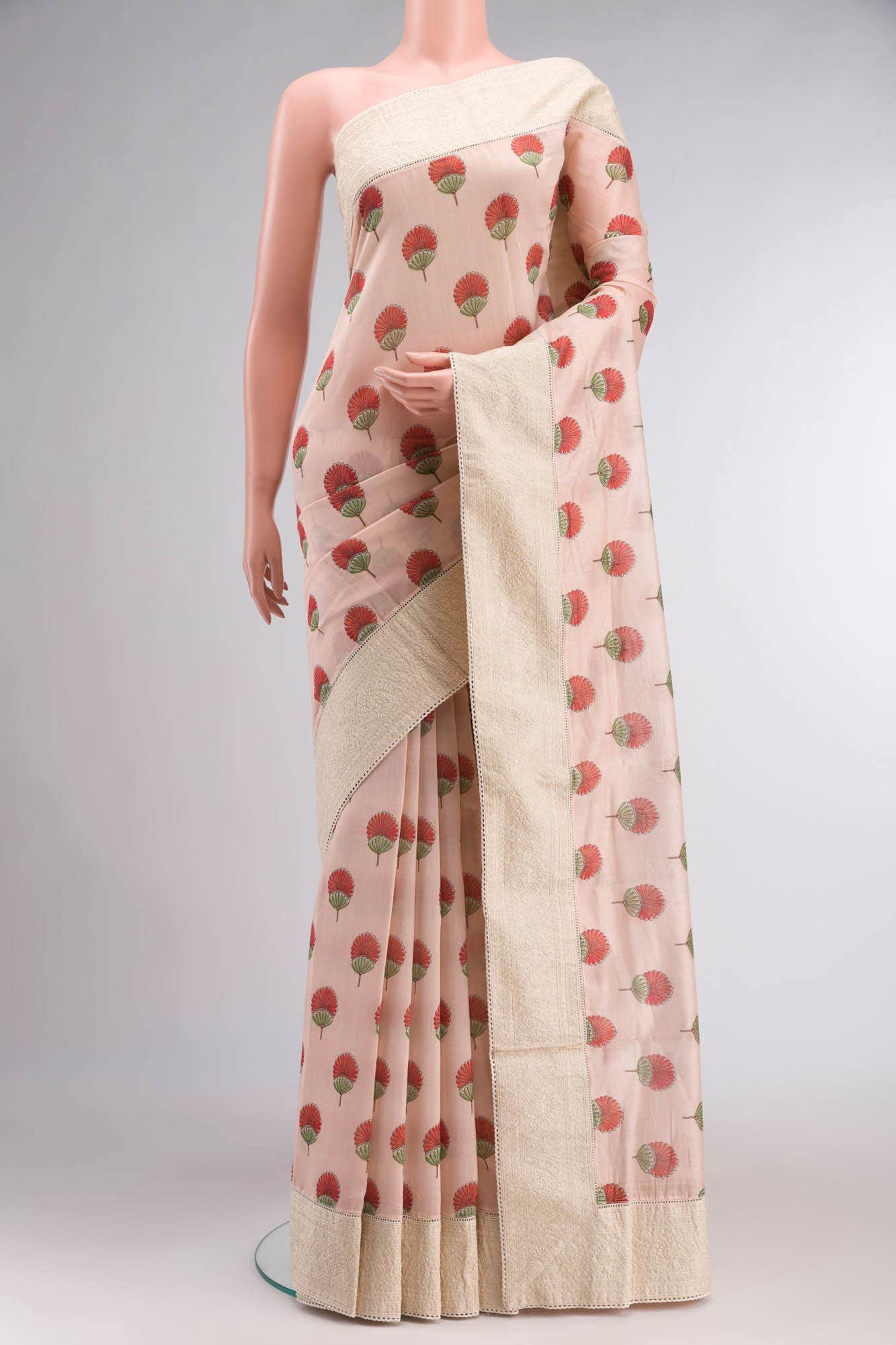 Peach Silk Cotton Saree
