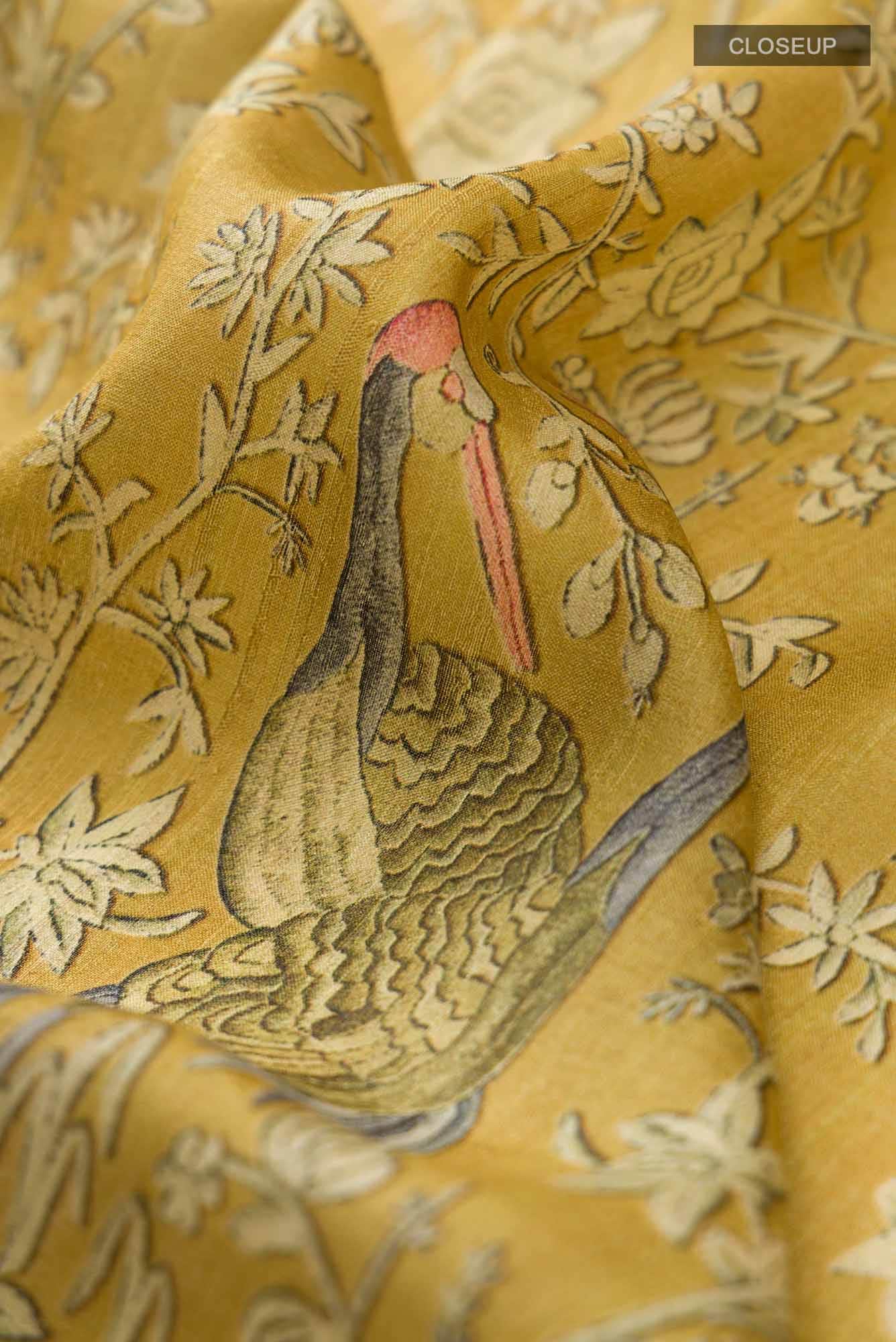 Yellow Bhagalpuri Tussar Silk Saree
