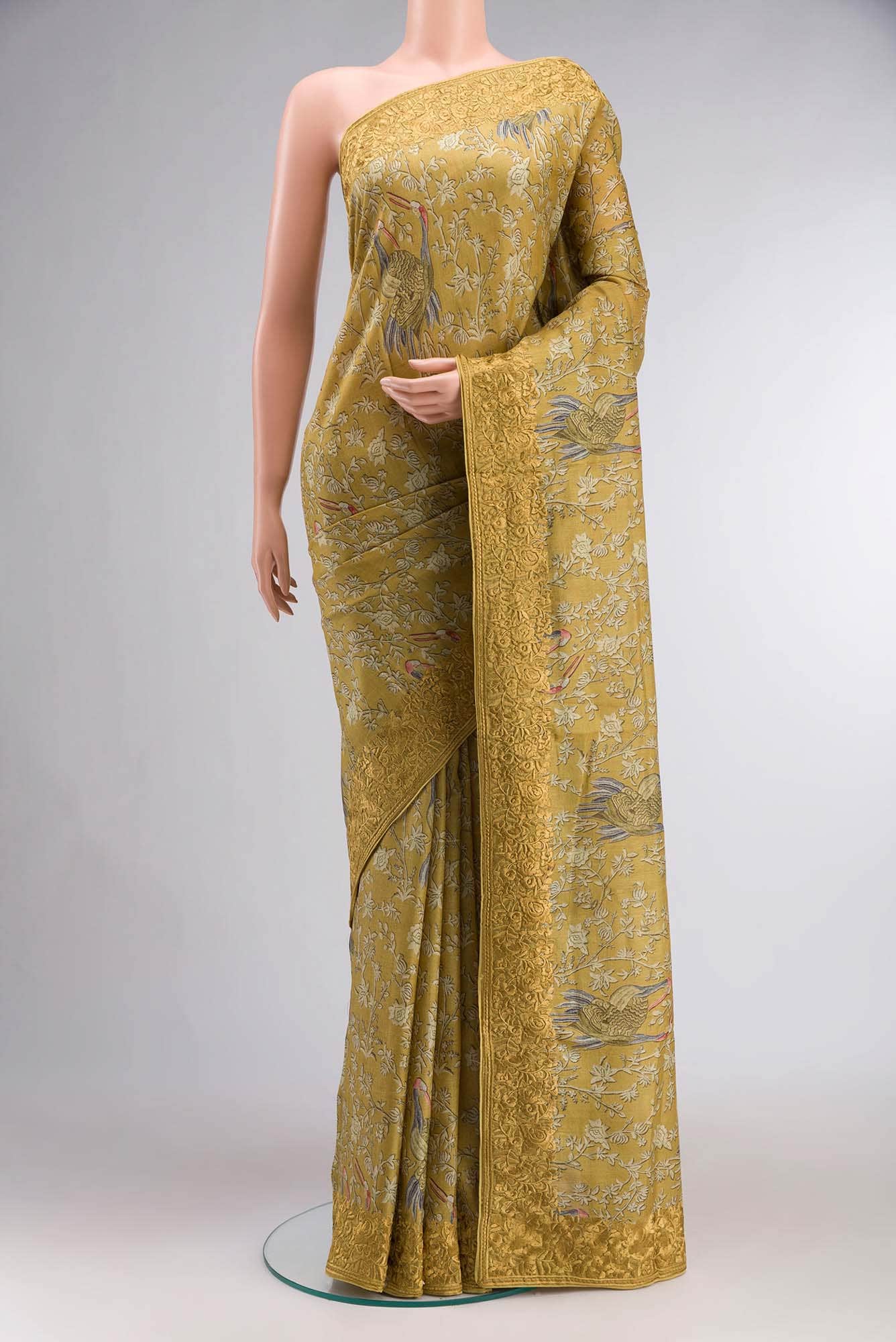 Yellow Bhagalpuri Tussar Silk Saree