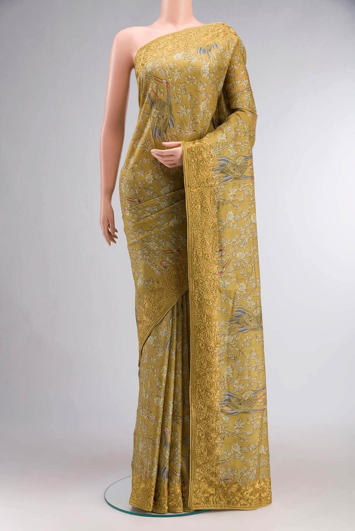 Mustard Bhagalpuri Tussar Silk Saree
