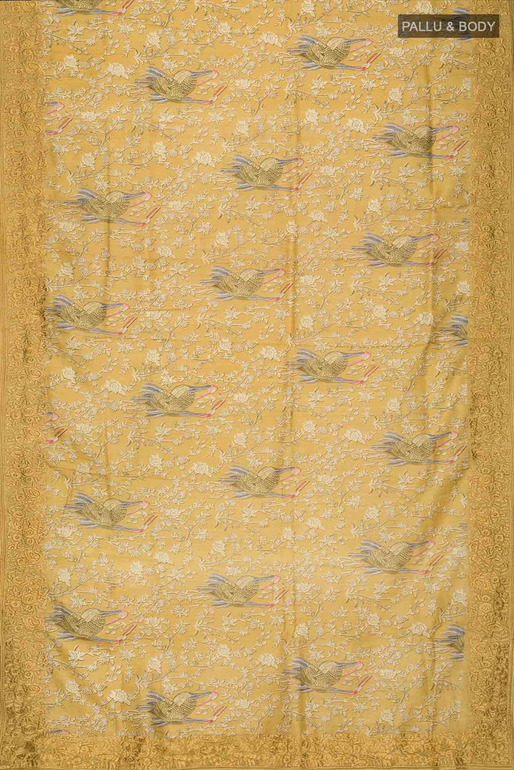Yellow Bhagalpuri Tussar Silk Saree