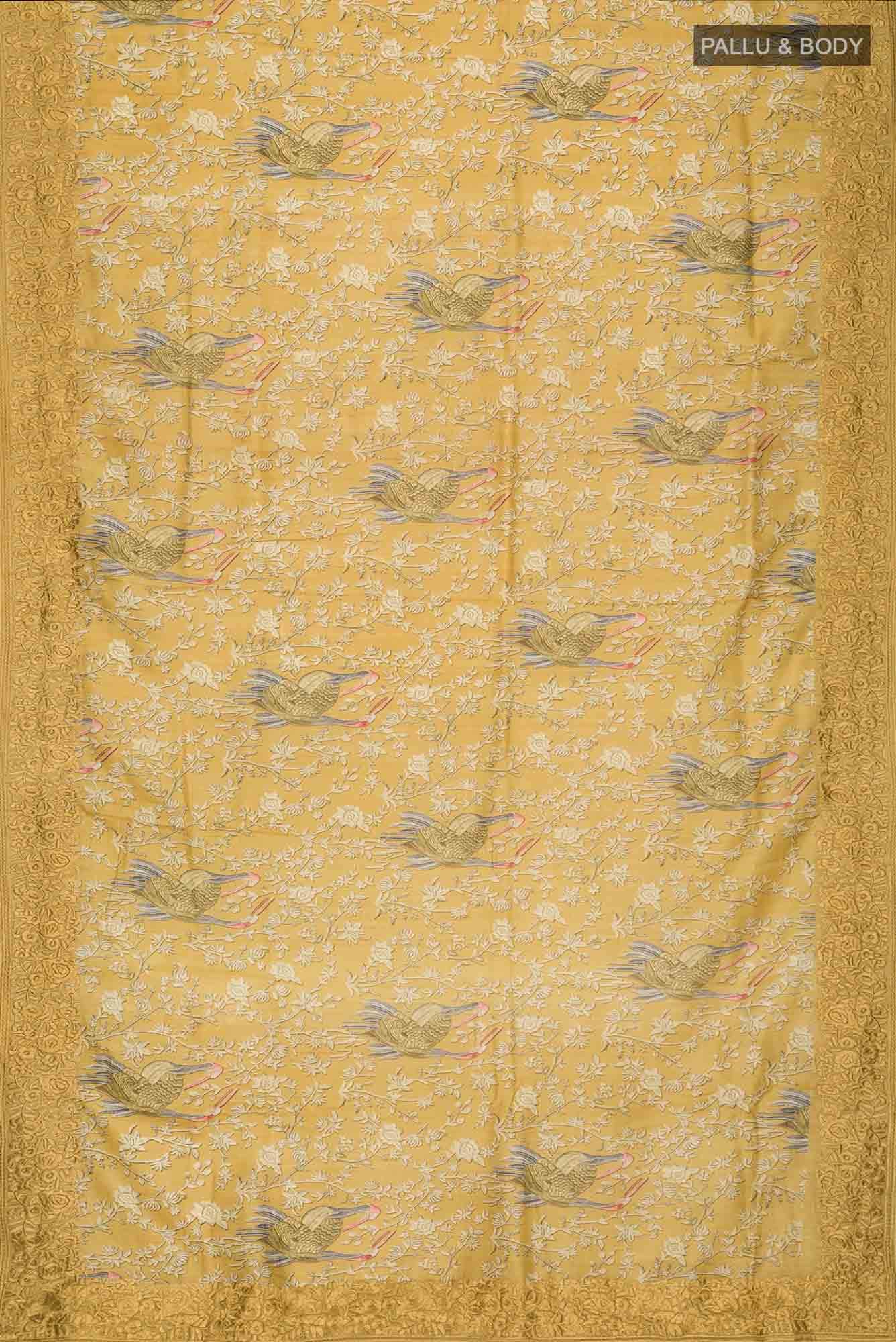Yellow Bhagalpuri Tussar Silk Saree