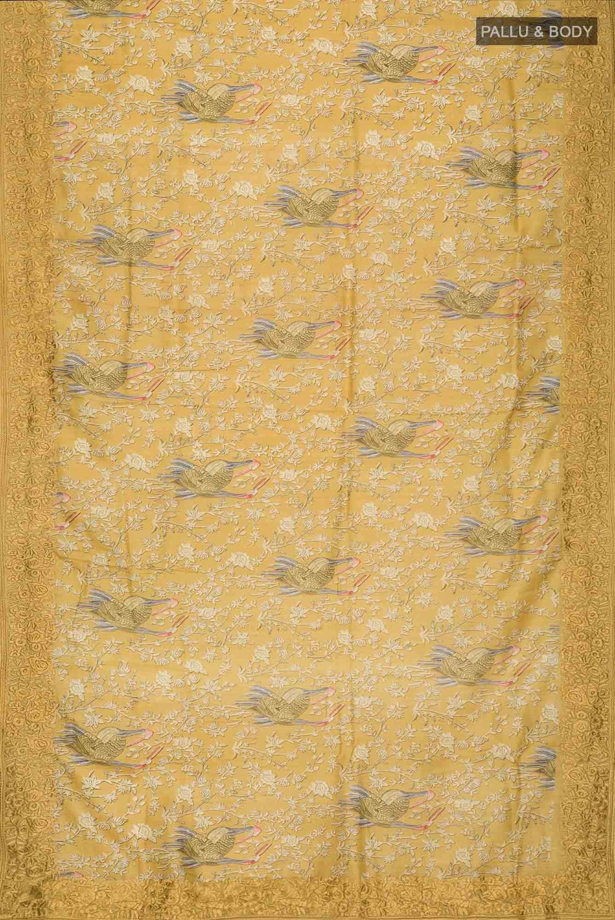 Mustard Bhagalpuri Tussar Silk Saree