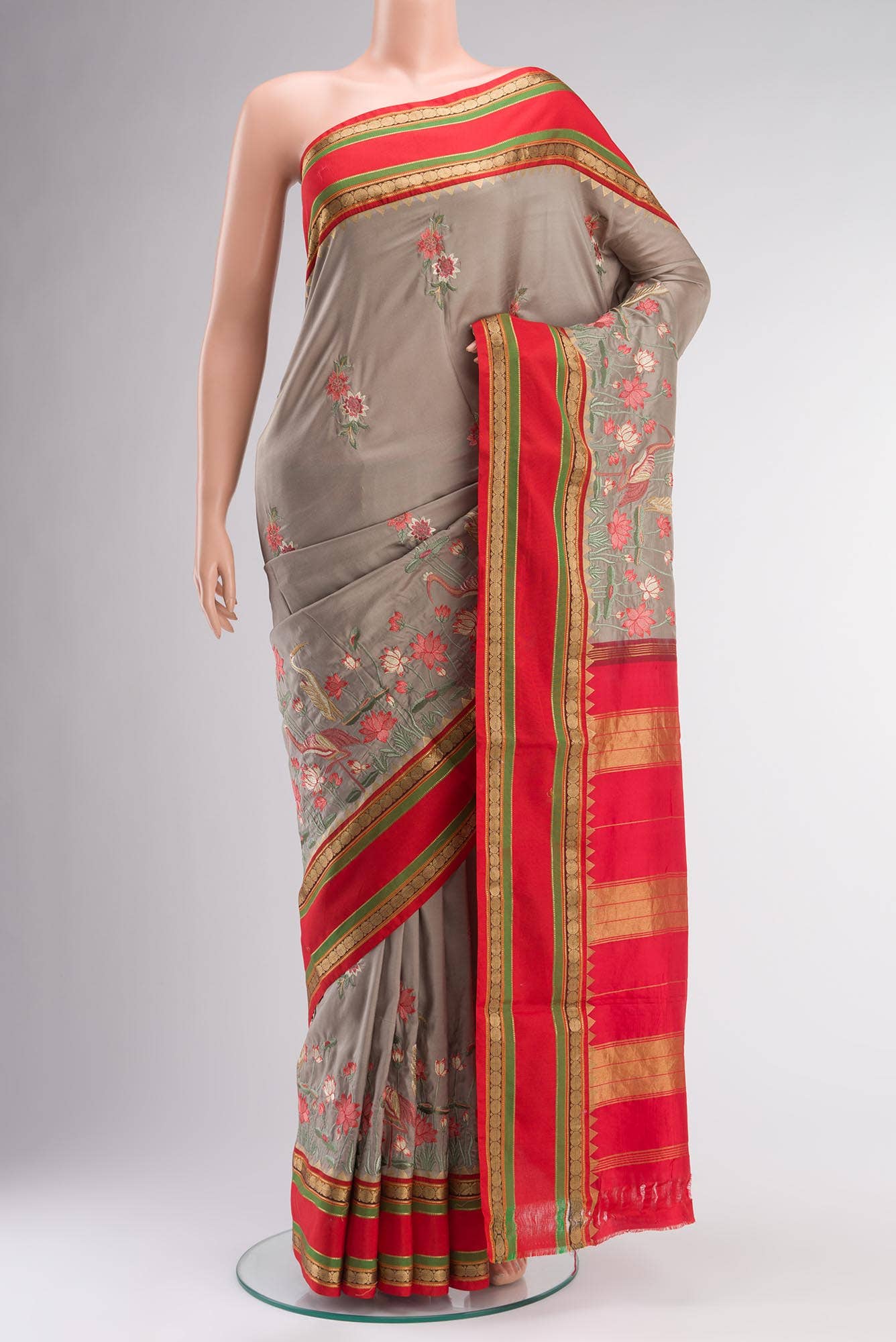 Grey Bangalore Silk Saree