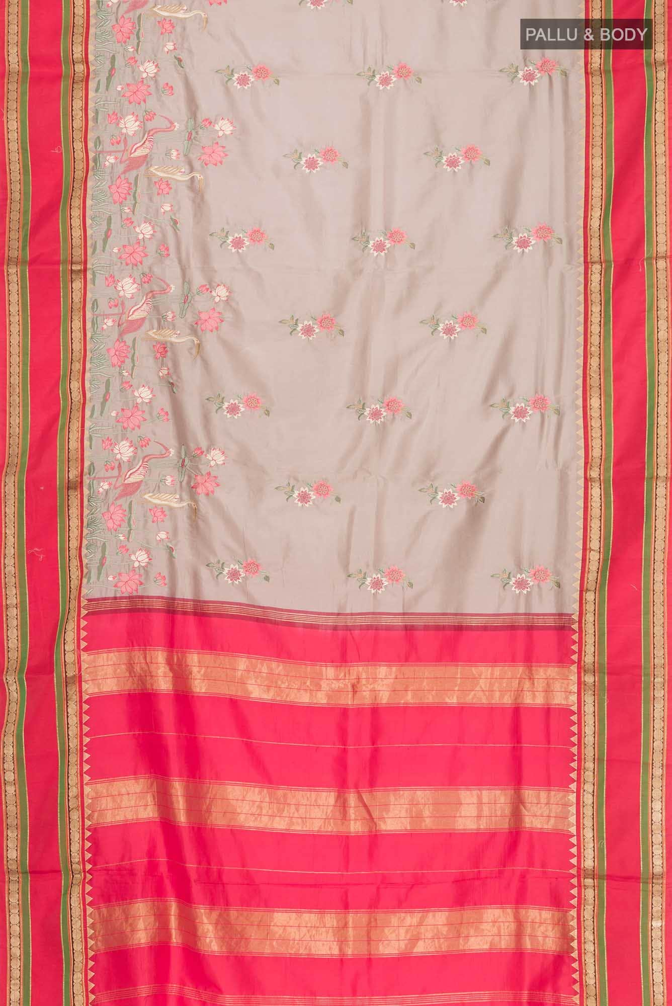 Grey Bangalore Silk Saree