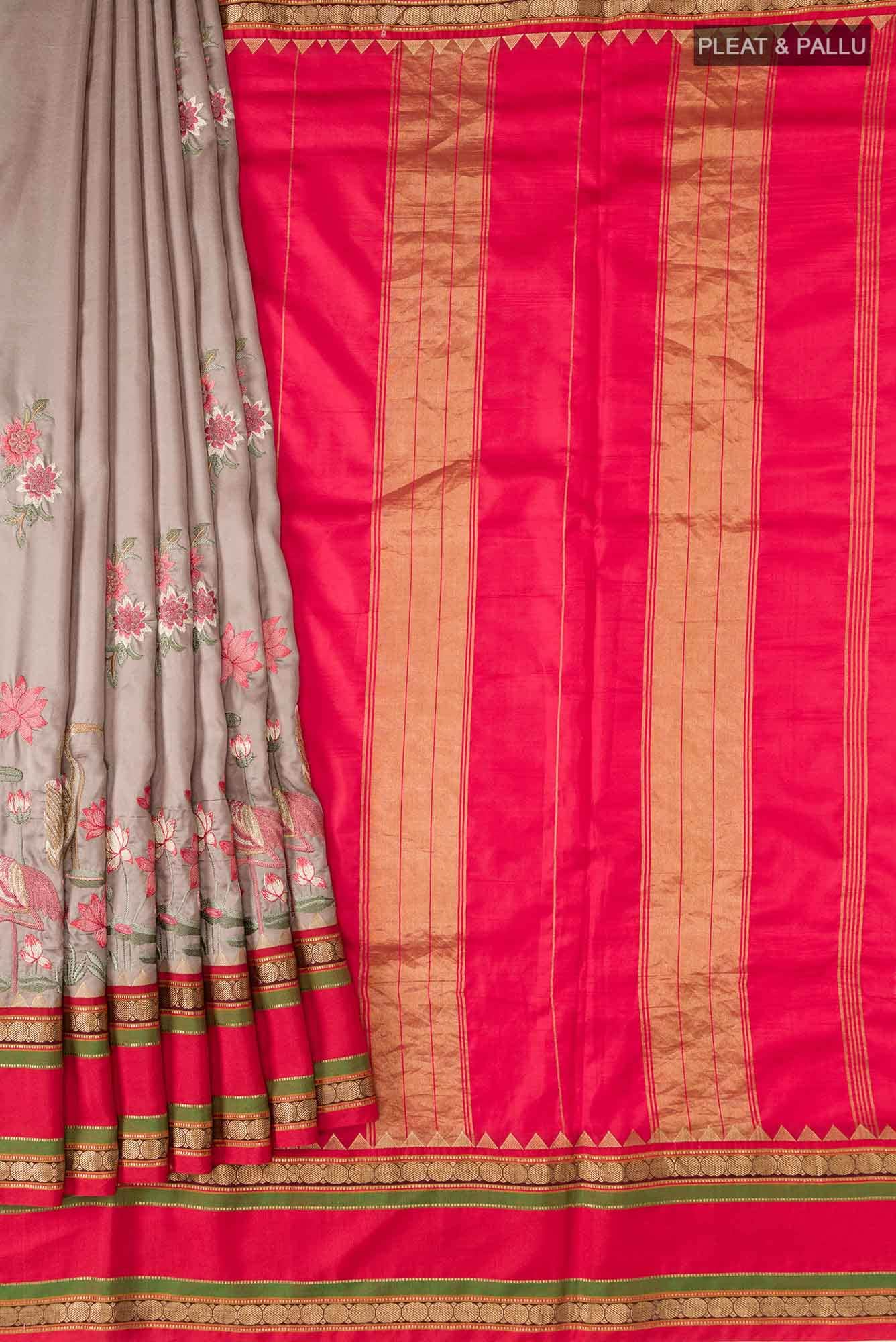 Grey Bangalore Silk Saree