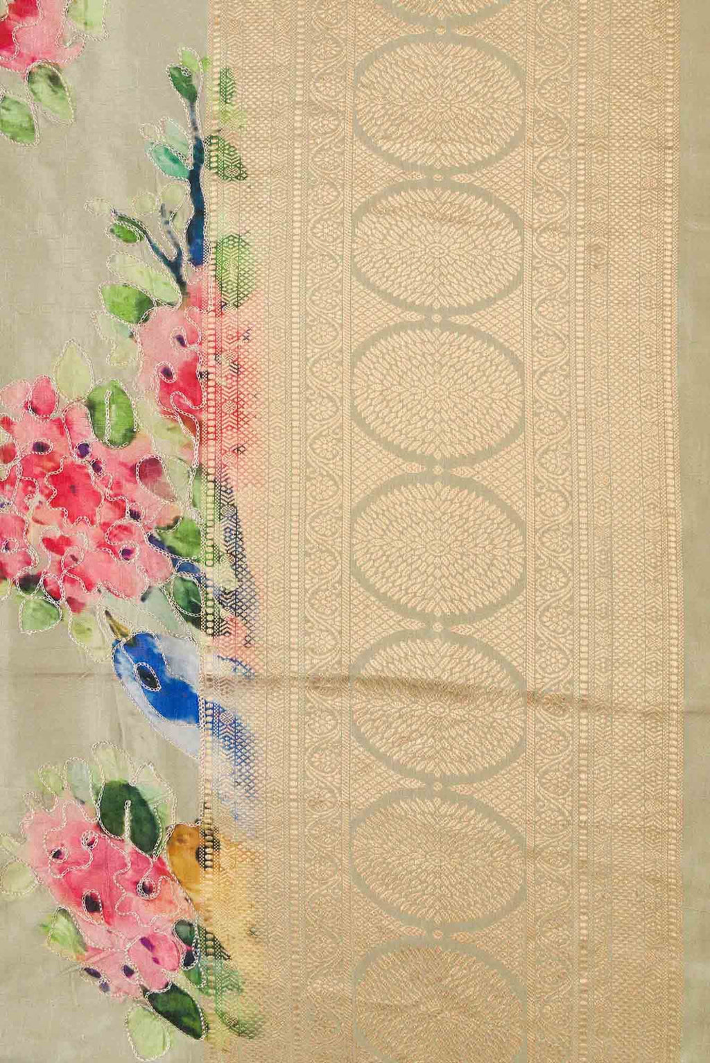 Beige Dual Tone Kanchipuram Silk Saree
