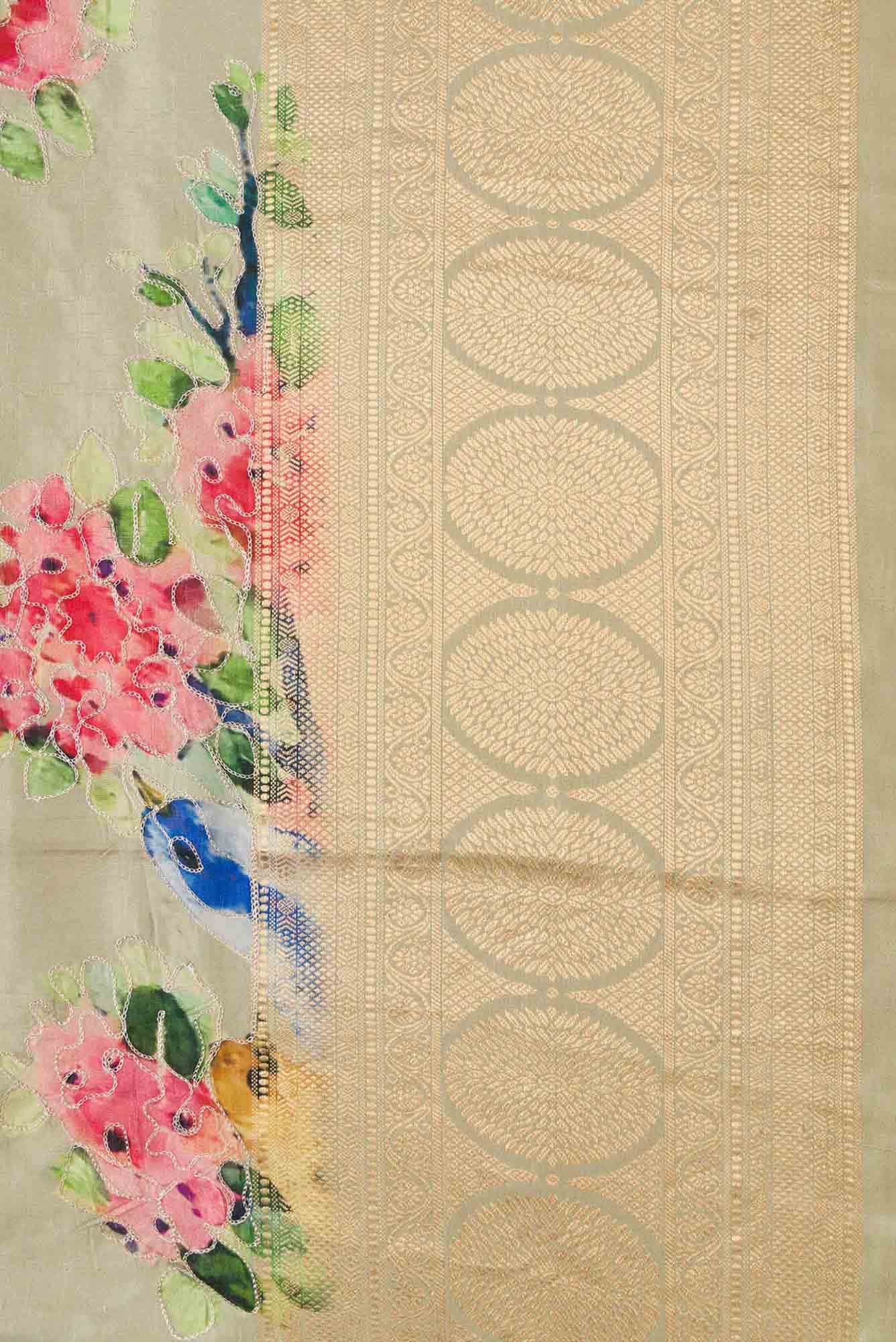Beige Dual Tone Kanchipuram Silk Saree