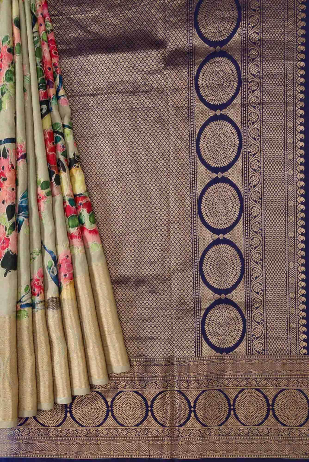 Beige Dual Tone Kanchipuram Silk Saree