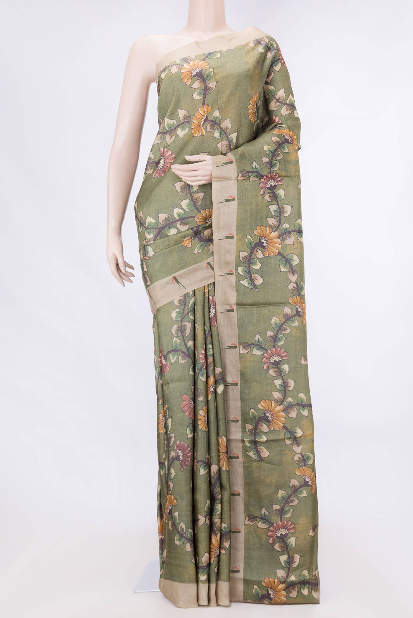 Green Dual Tone Tussar Silk Saree