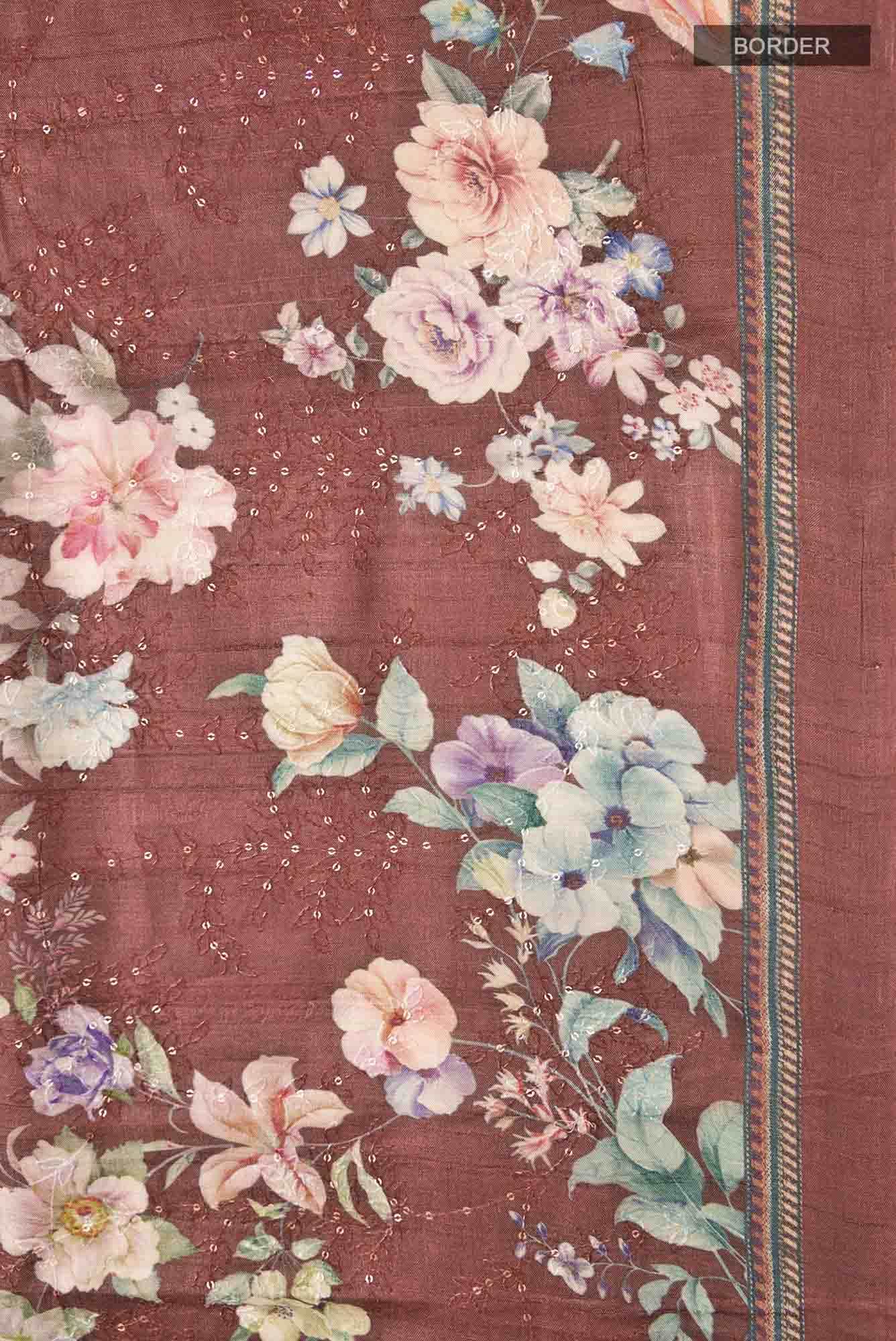 Brown Bhagalpuri Tussar Silk Saree