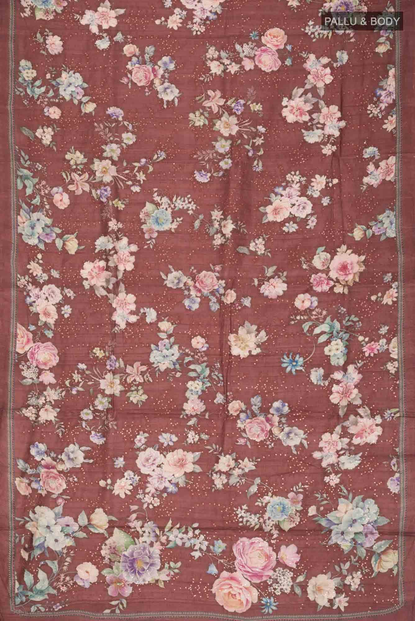 Brown Bhagalpuri Tussar Silk Saree
