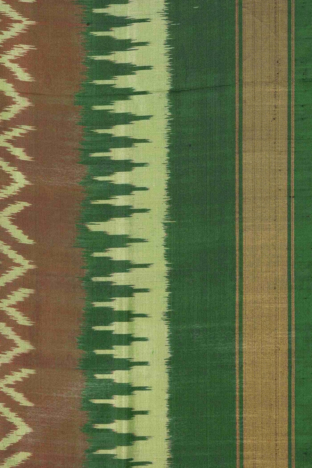 Brown with Green Color Rajkot Patola Silk Saree