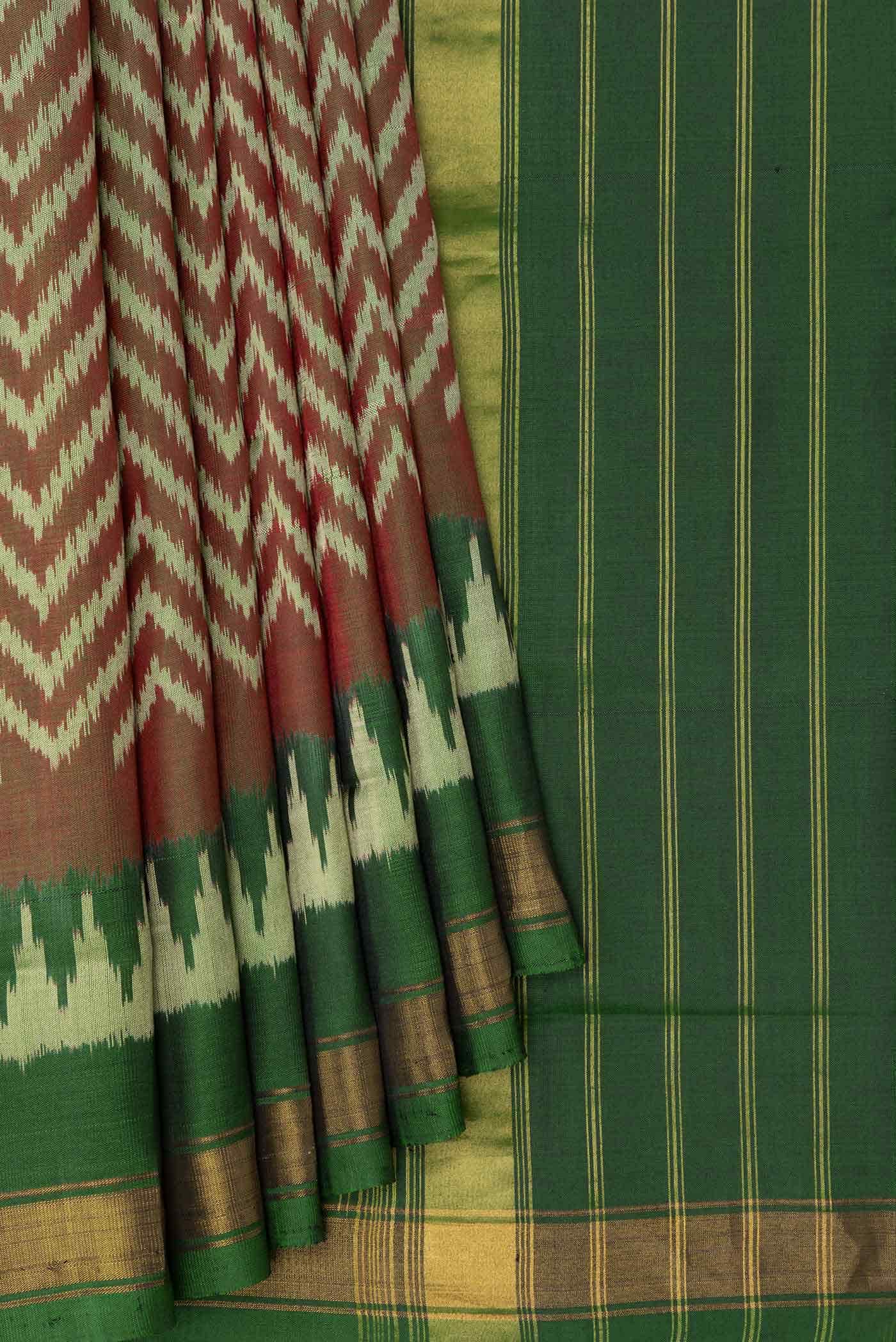 Brown with Green Color Rajkot Patola Silk Saree