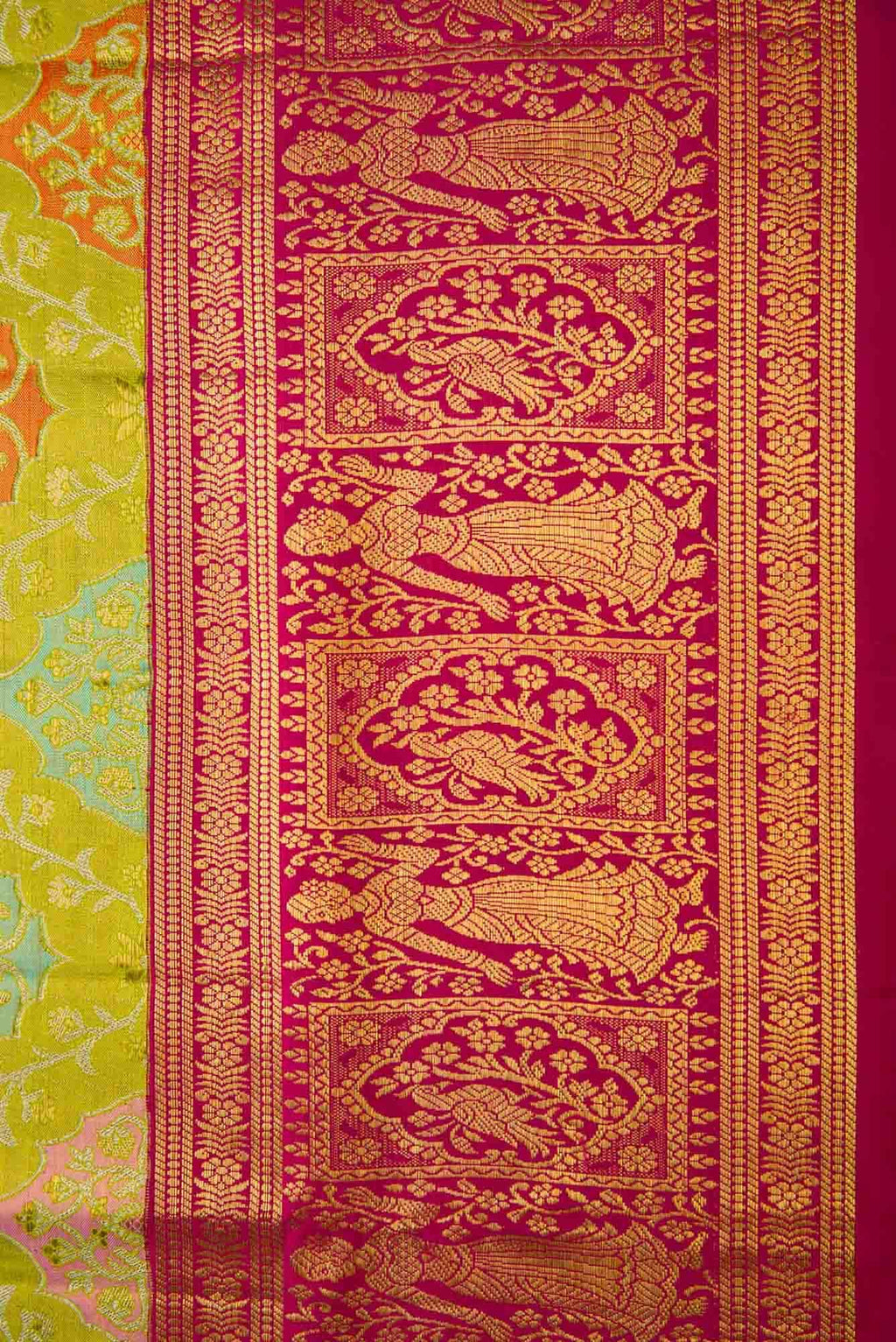 Parrot Green Kanchipuram Tissue Silk Saree